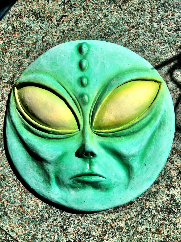 Rubber alien face frisbee that I appear to be allergic to (my face is swollen and itchy after wearing it like a mask for a couple of minutes).